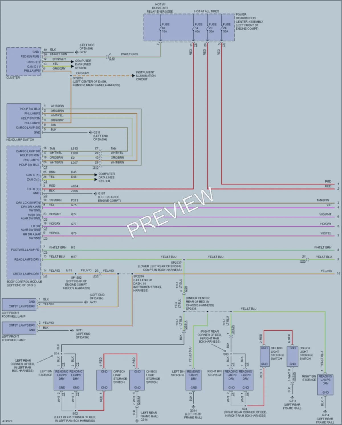 2015 Ram 1500Pickup Interior Lights wiring diagram preview