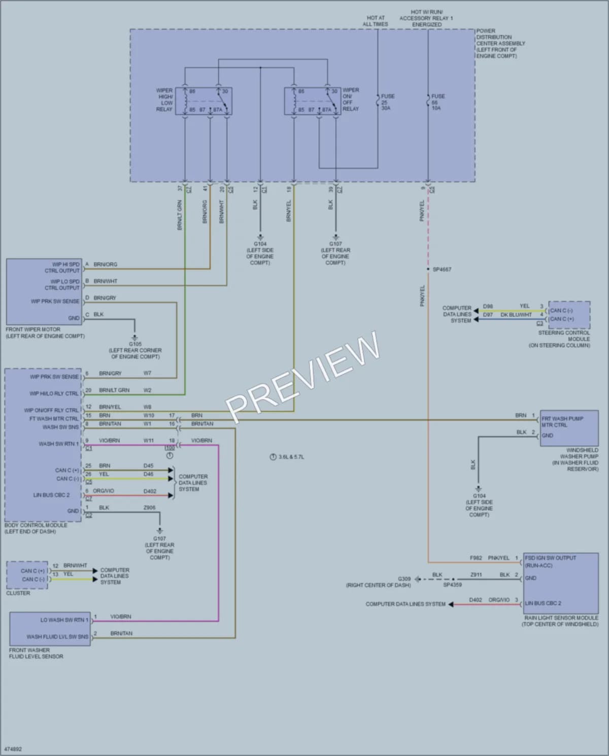2015 Ram 1500Pickup Wiper Washer wiring diagram preview