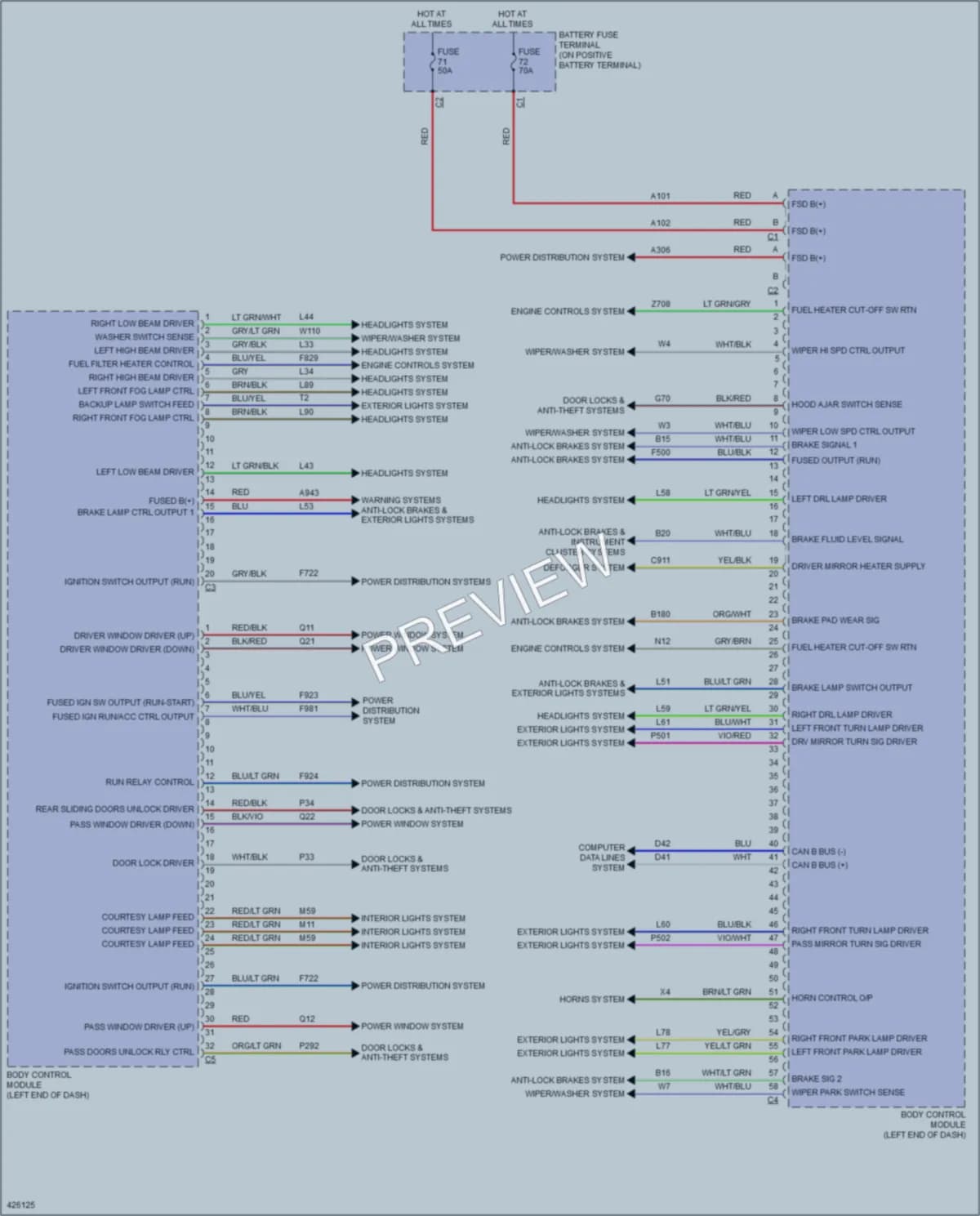 2015 Ram 2500ProMaster Body Control Modules wiring diagram preview