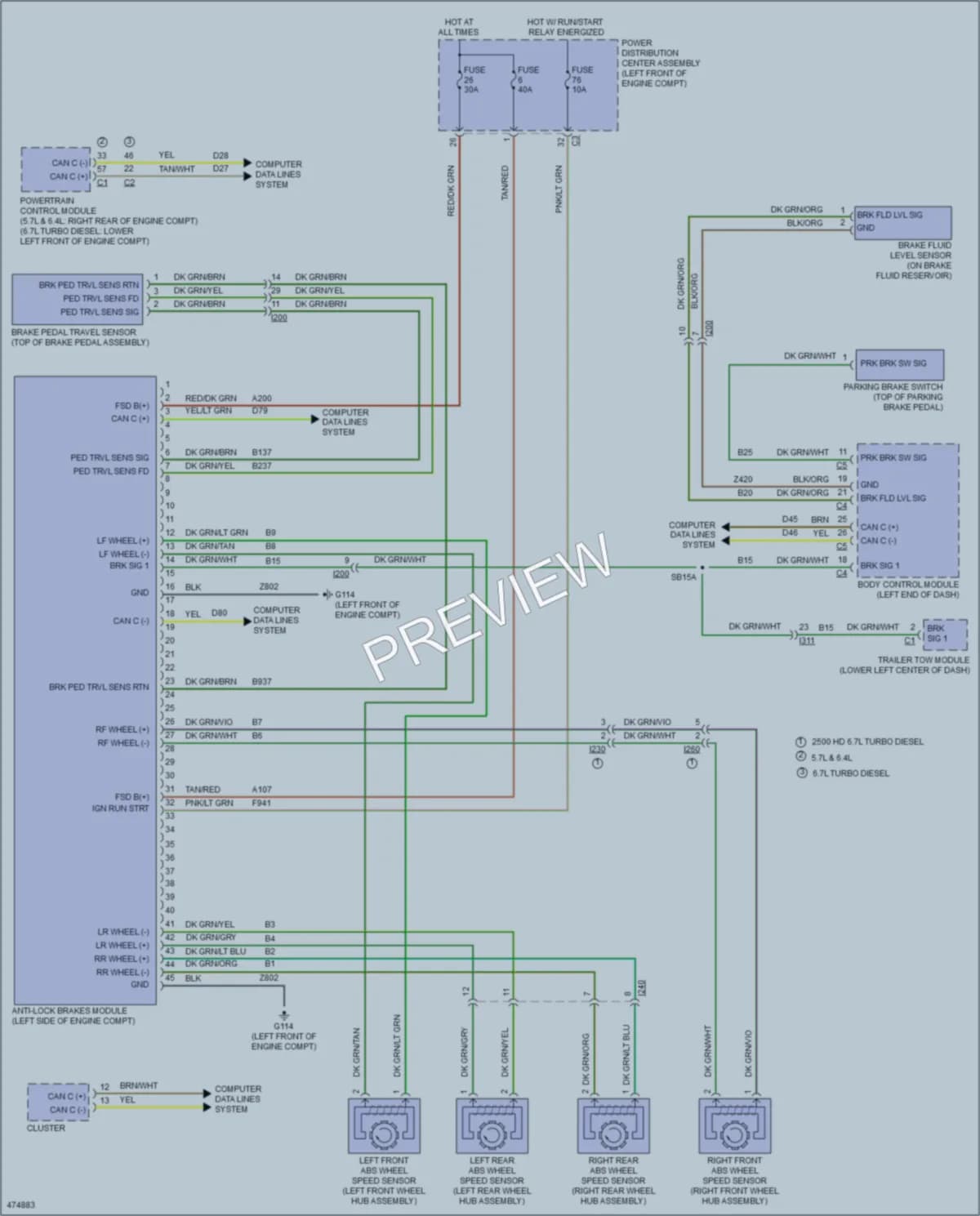 2015 Ram 3500Pickup Anti Lock Brakes wiring diagram preview