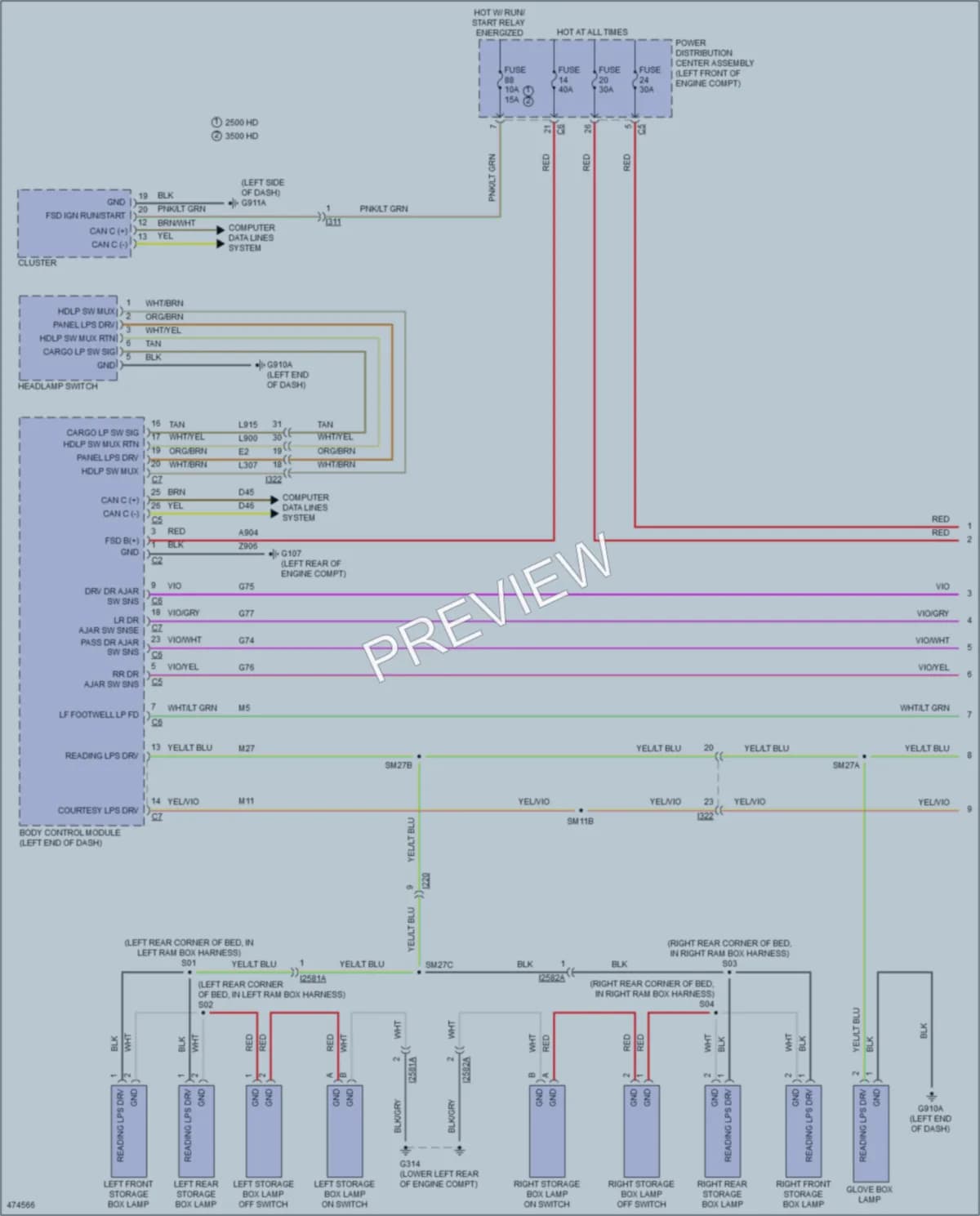 2015 Ram 3500Pickup Interior Lights wiring diagram preview