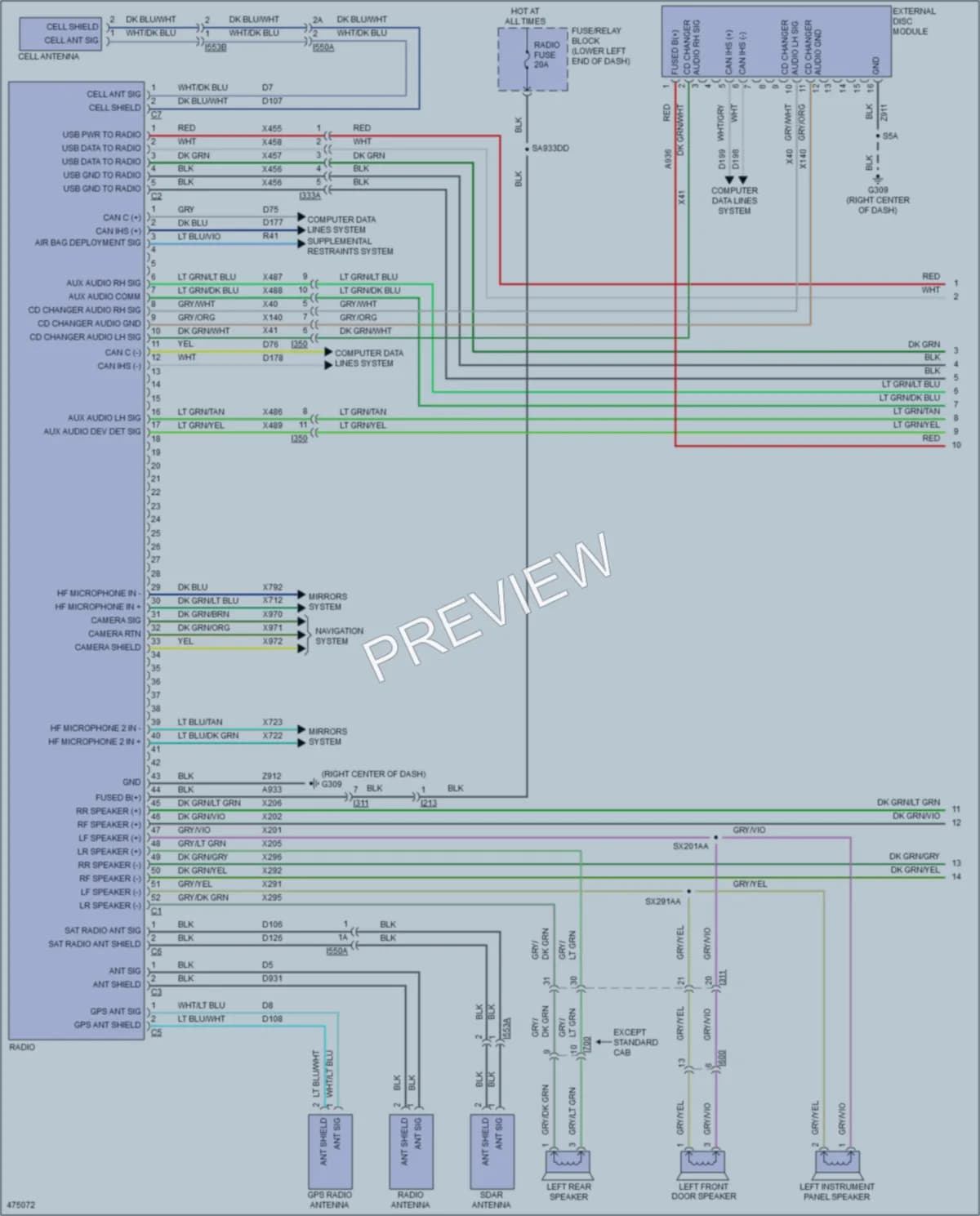 2015 Ram 3500Pickup Radio wiring diagram preview