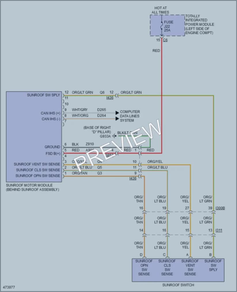 2015 Ram CV Power Top Sunroof wiring diagram preview