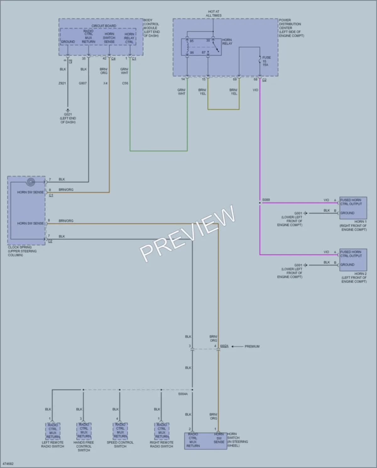 2015 Ram ProMasterCity Horn wiring diagram preview