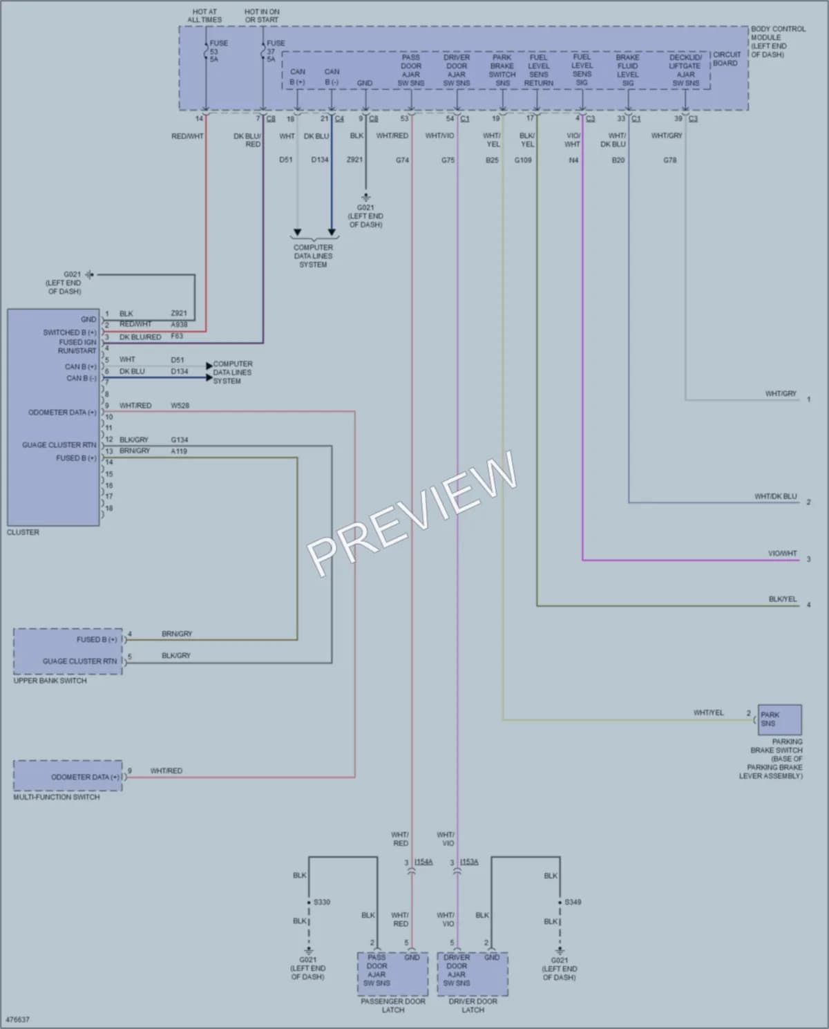 2015 Ram ProMasterCity Instrument Cluster wiring diagram preview