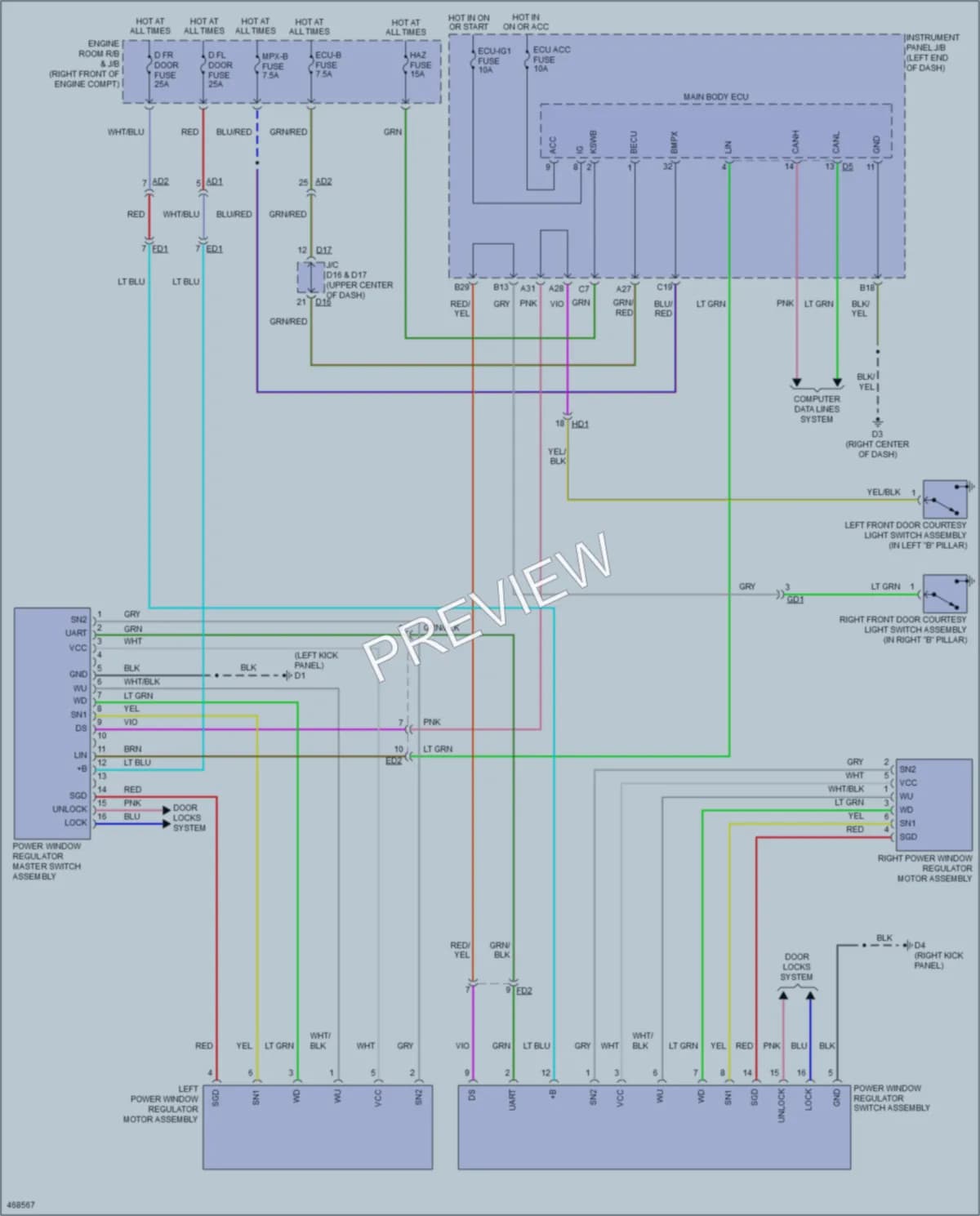 2015 Scion FRS Power Windows wiring diagram preview