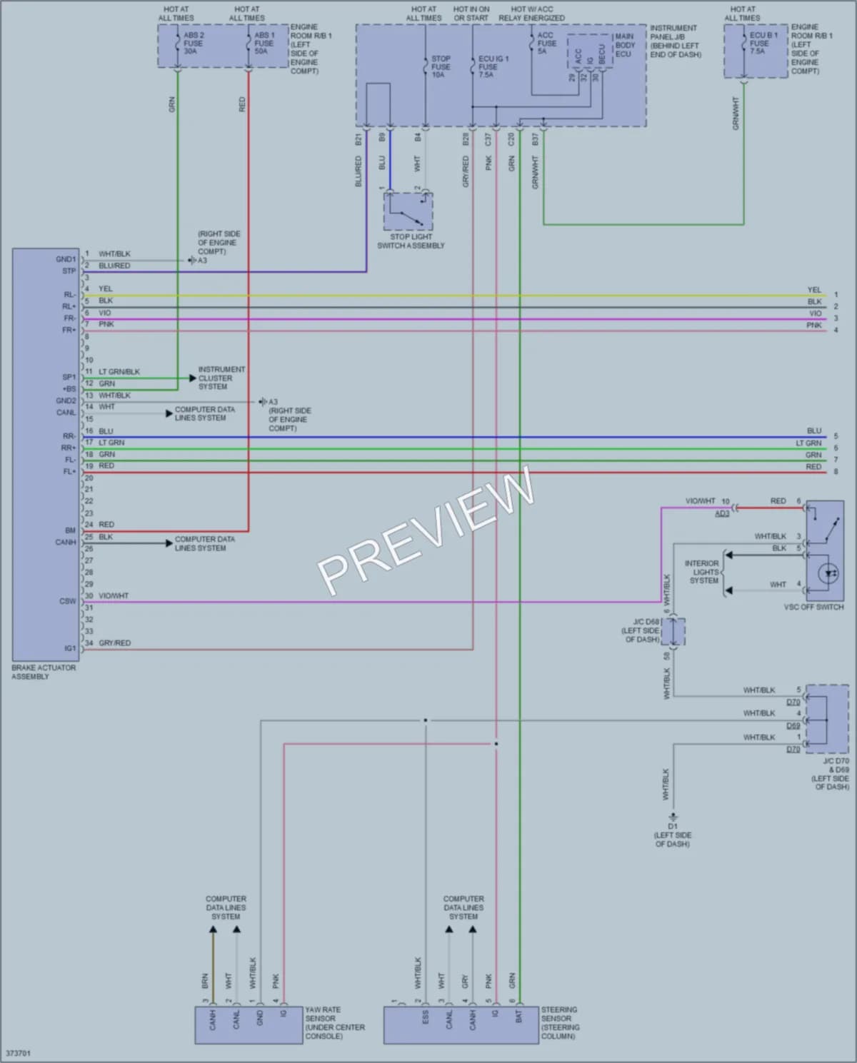 2015 Scion iQ Anti Lock Brakes wiring diagram preview