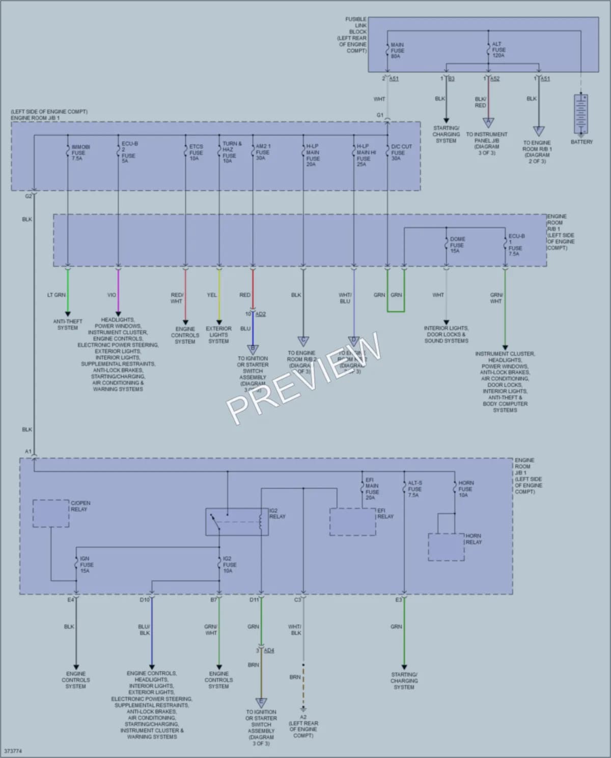 2015 Scion iQ Power Distribution wiring diagram preview