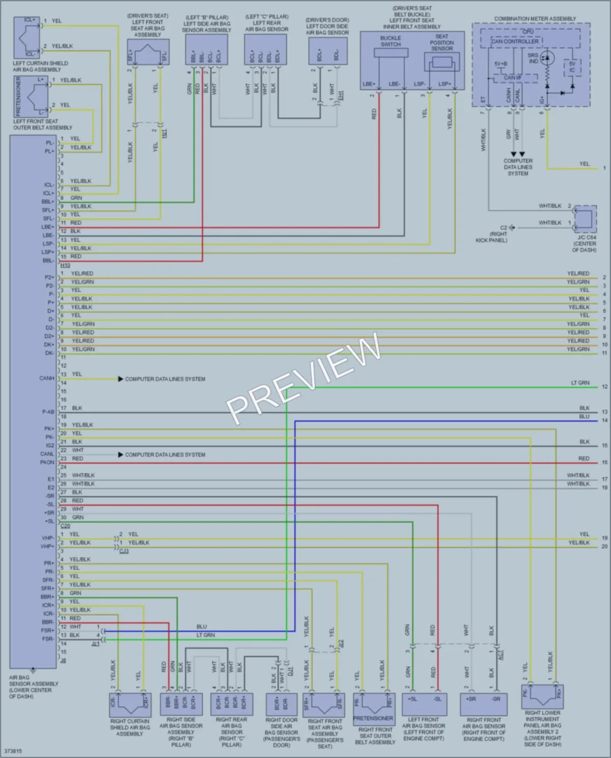 2015 Scion tC Supplemental Restraints wiring diagram preview