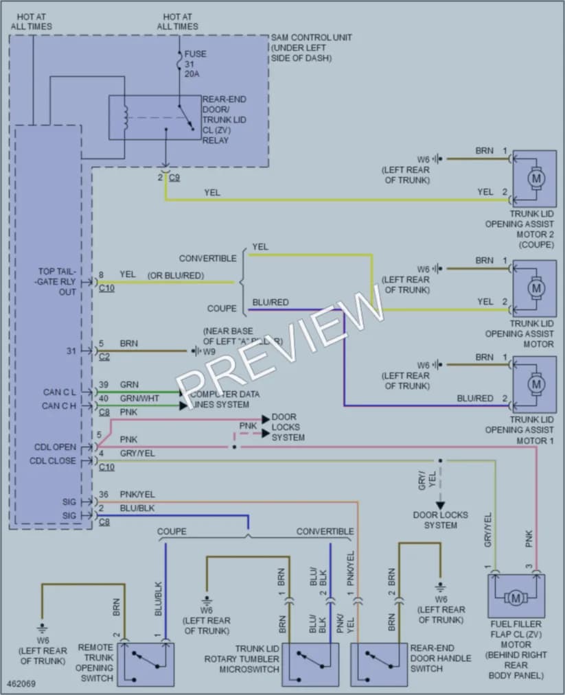 2015 Smart fortwo Trunk Tailgate Fuel Door wiring diagram preview