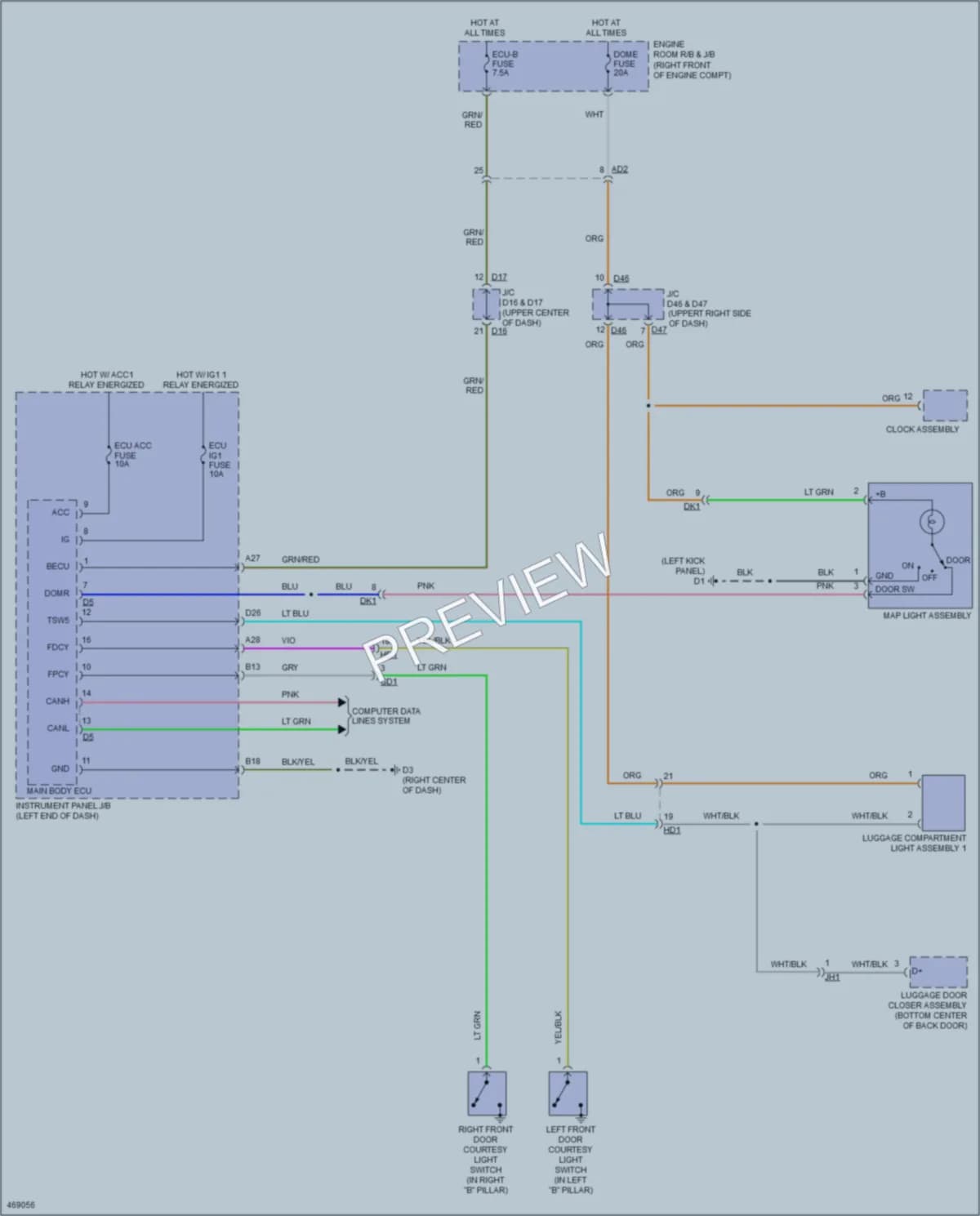 2015 Subaru BRZ Interior Lights wiring diagram preview