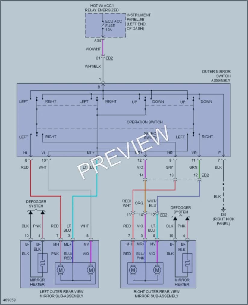 2015 Subaru BRZ Power Mirrors wiring diagram preview