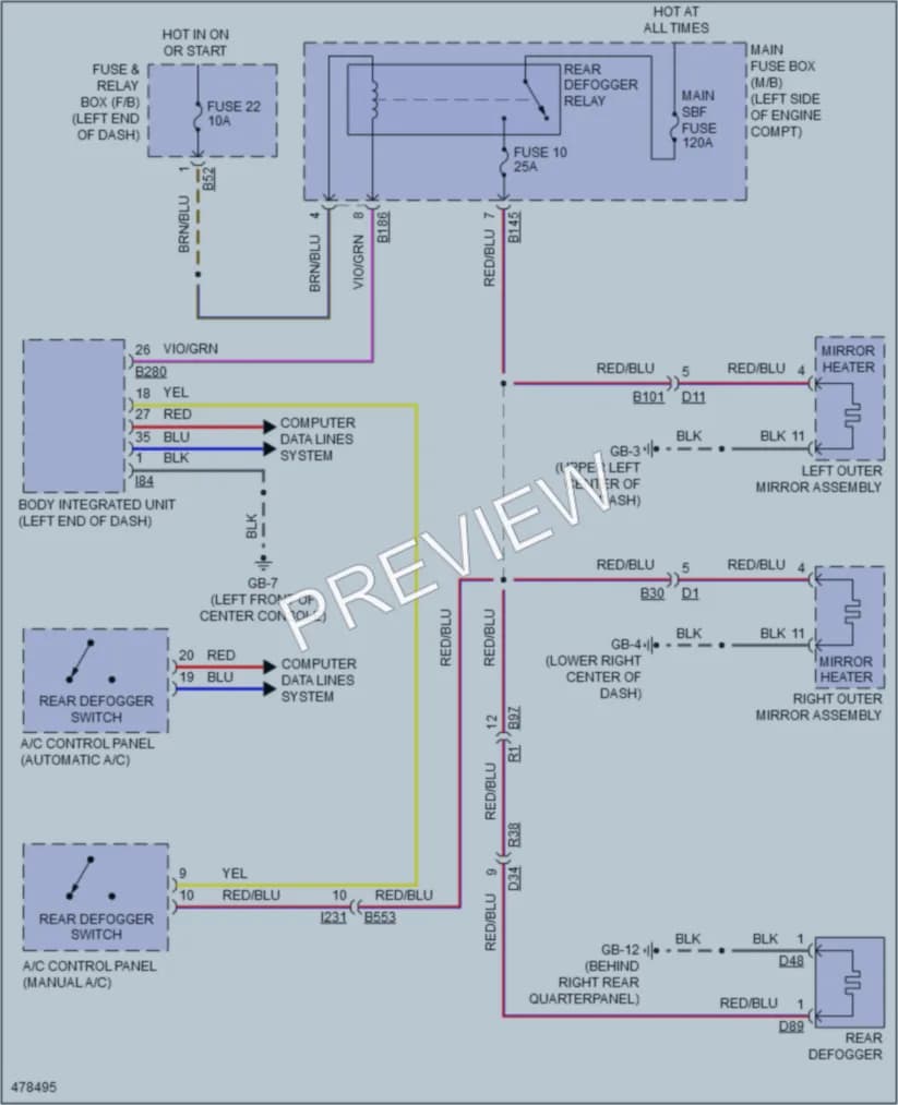 2015 Subaru Forester Defoggers wiring diagram preview