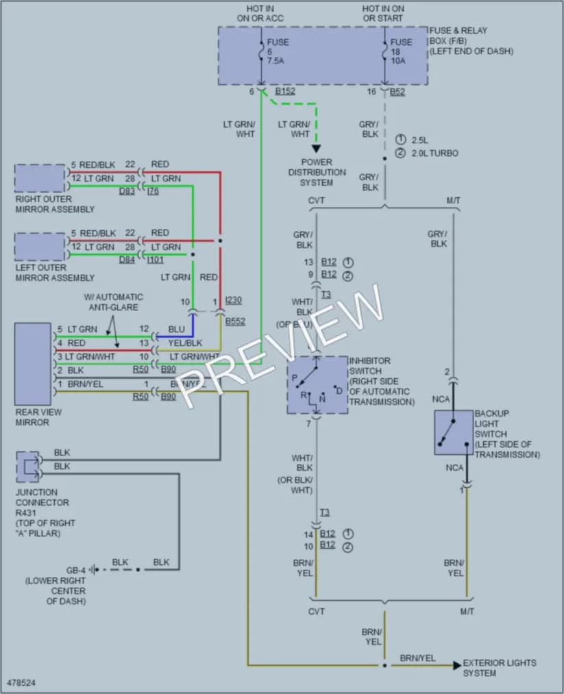 2015 Subaru Forester Power Mirrors wiring diagram preview