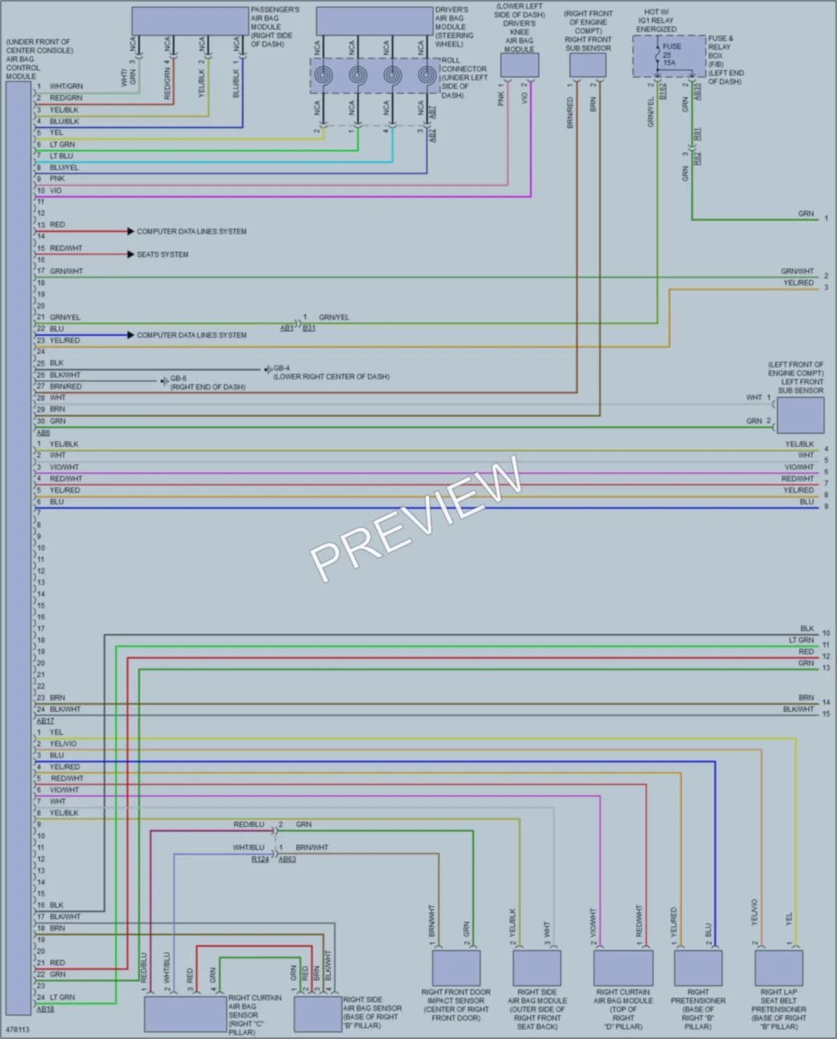 2015 Subaru Forester Supplemental Restraints wiring diagram preview