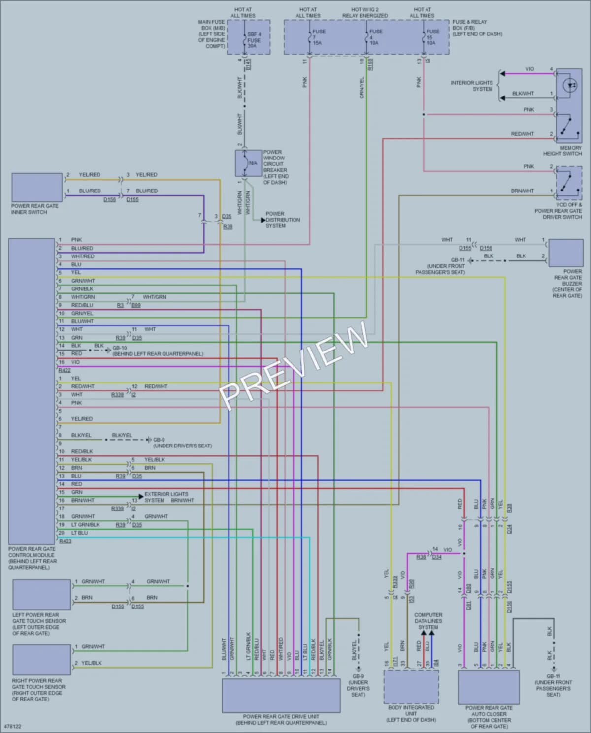 2015 Subaru Forester Trunk Tailgate Fuel Door wiring diagram preview