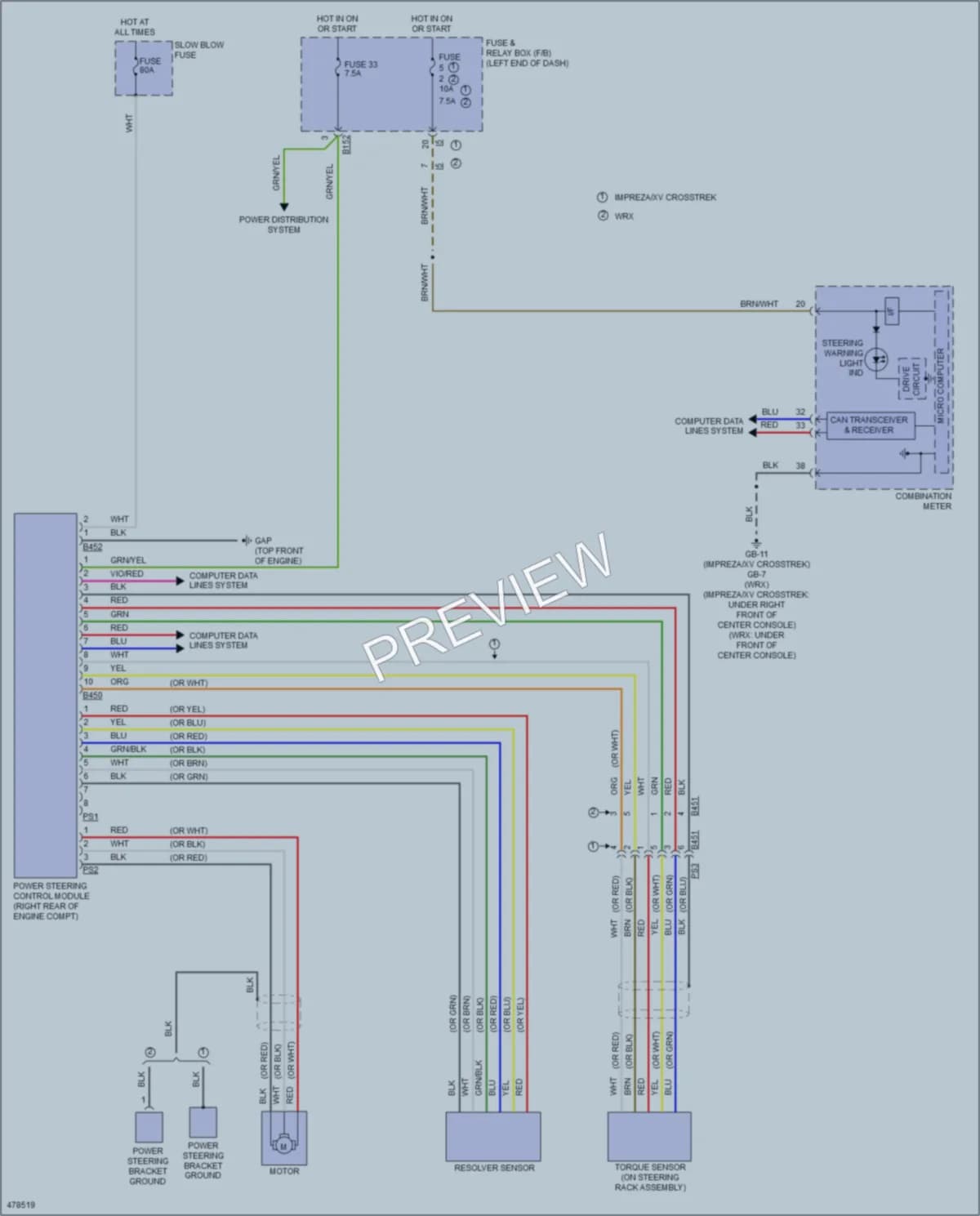 2015 Subaru Impreza Electronic Power Steering wiring diagram preview
