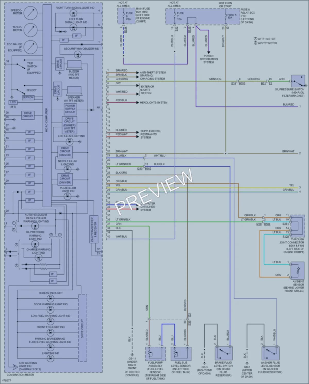 2015 Subaru Impreza Instrument Cluster wiring diagram preview