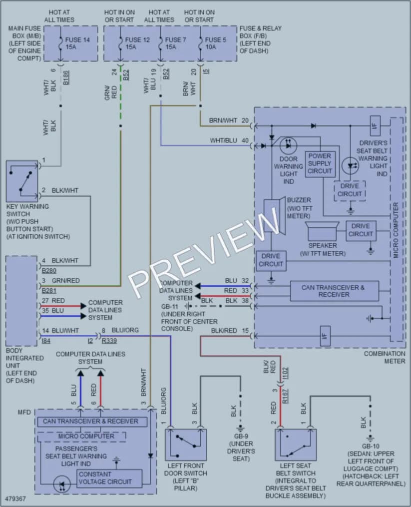2015 Subaru Impreza Warning Systems wiring diagram preview
