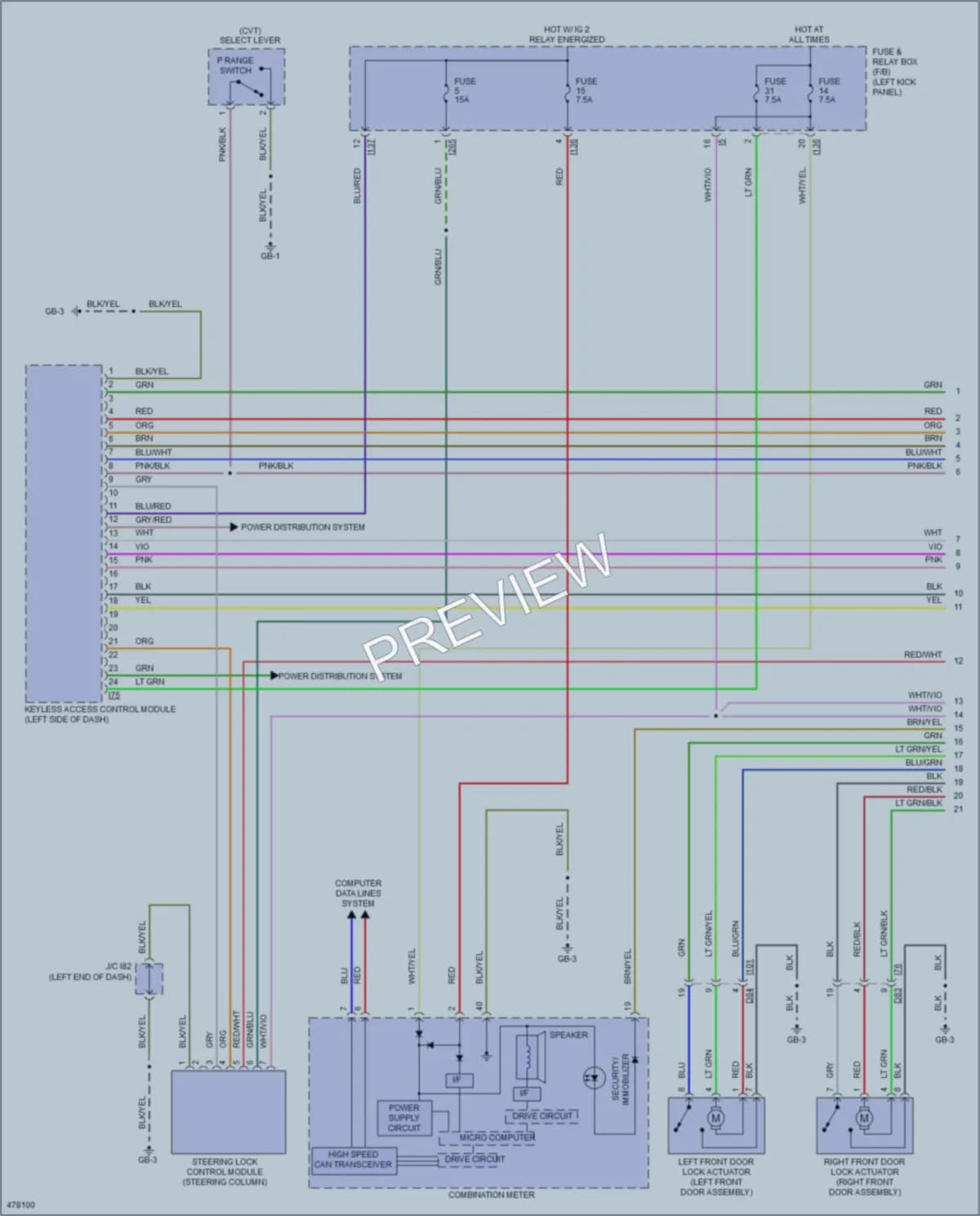 2015 Subaru Legacy Anti Theft wiring diagram preview