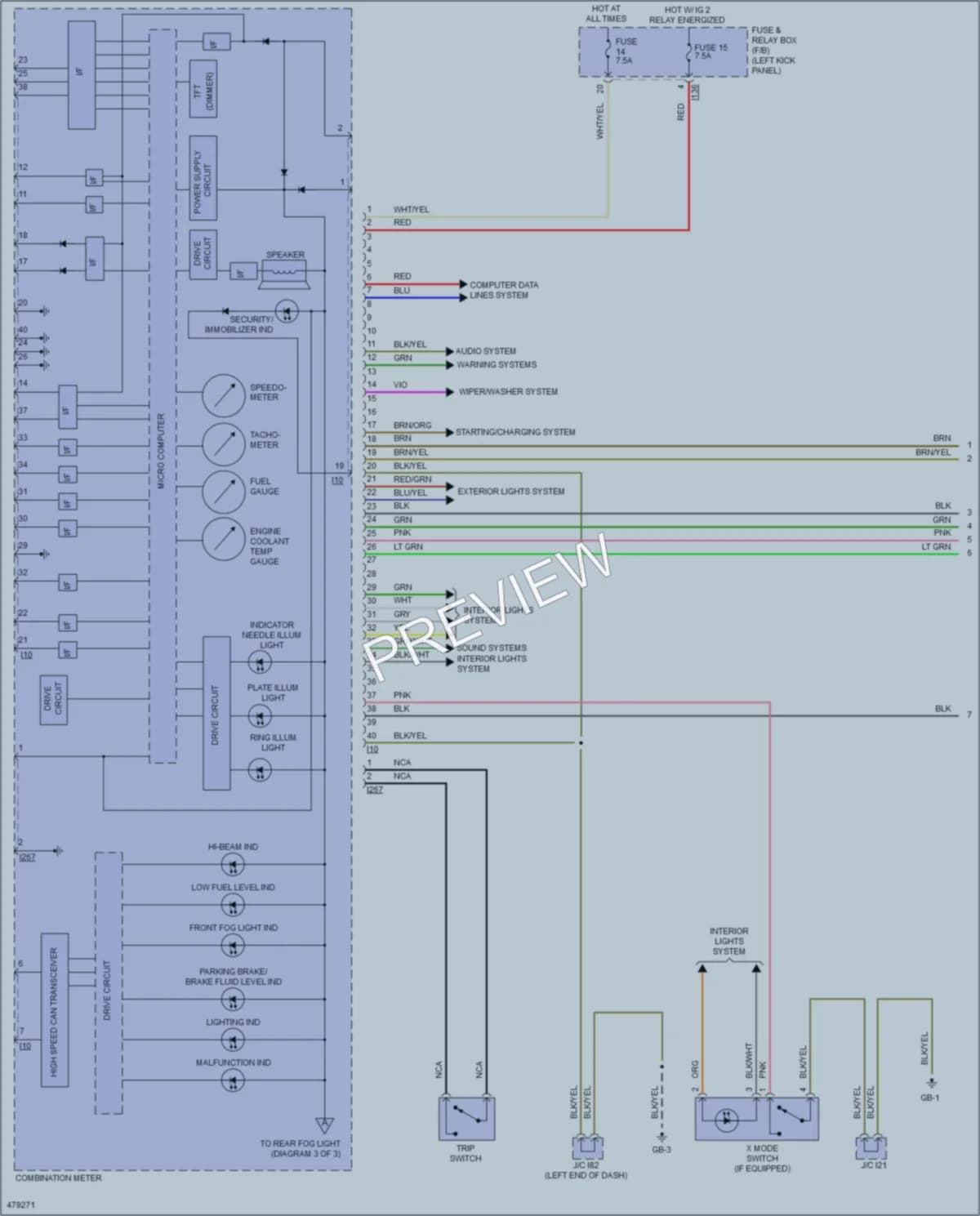 2015 Subaru Legacy Instrument Cluster wiring diagram preview