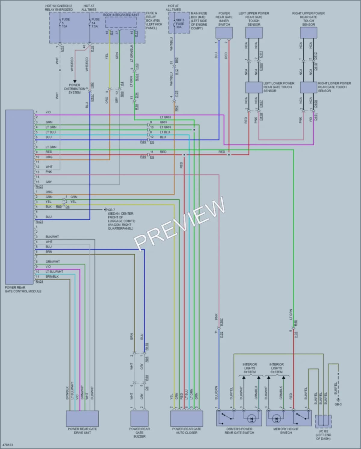 2015 Subaru Legacy Trunk Tailgate Fuel Door wiring diagram preview
