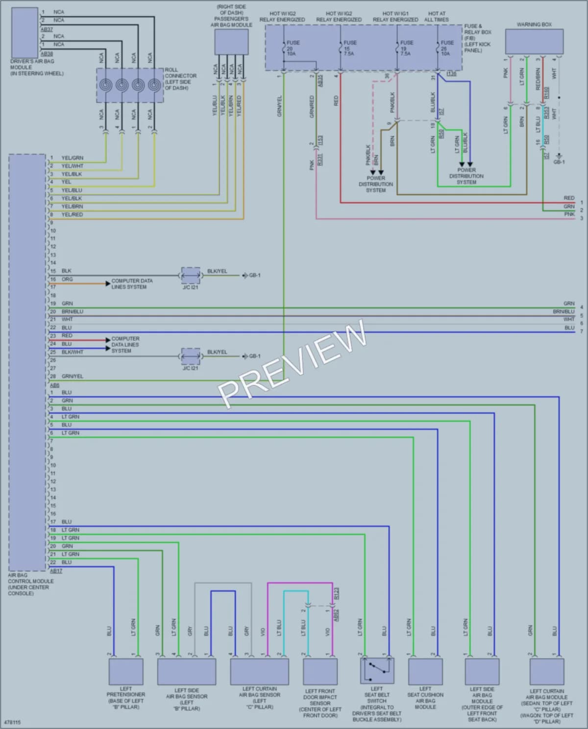 2015 Subaru Outback Supplemental Restraints wiring diagram preview