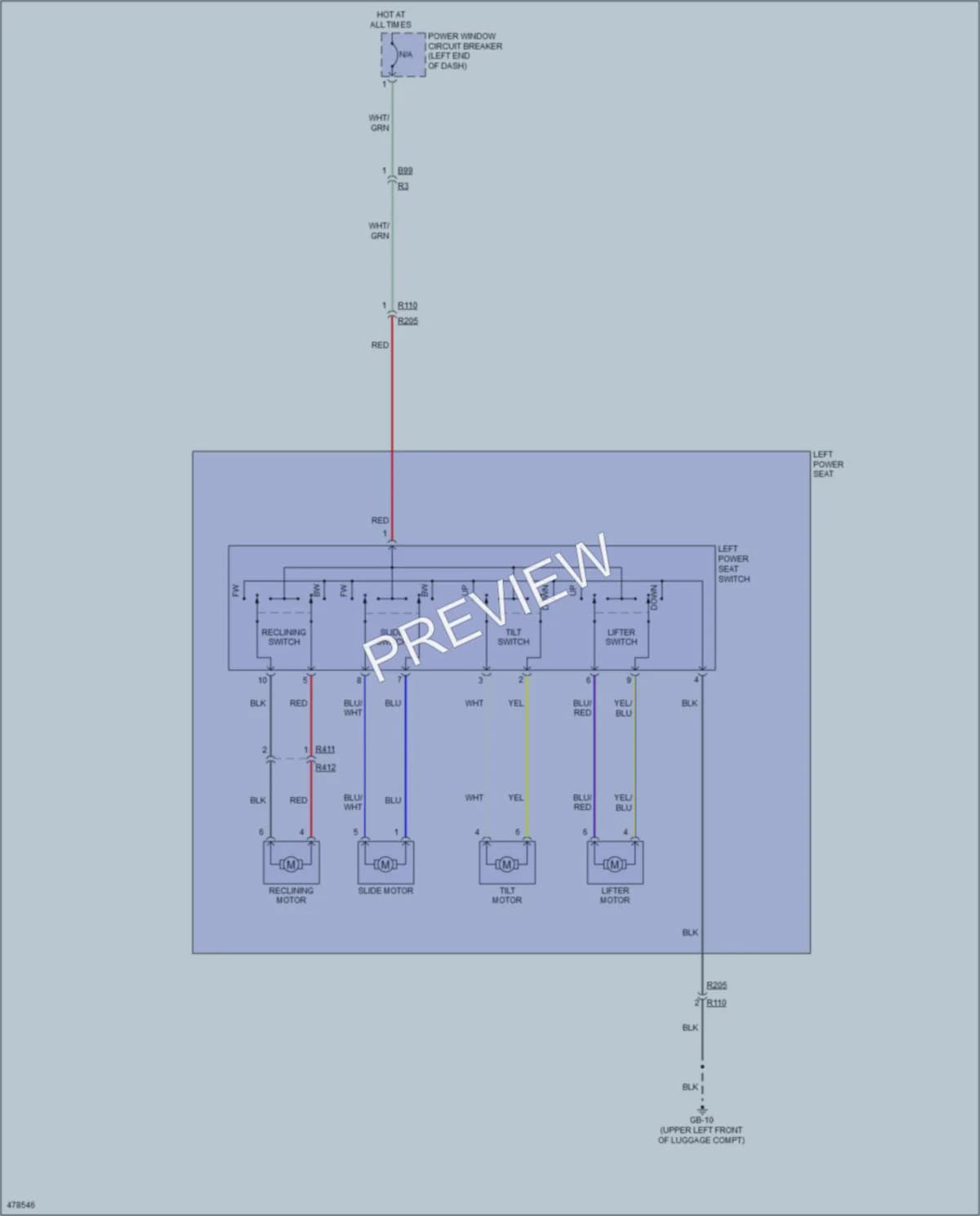 2015 Subaru WRX Power Seats wiring diagram preview