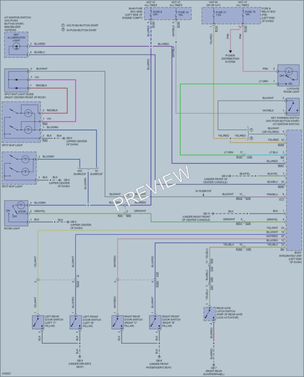 2015 Subaru XVCrosstrekHybrid Interior Lights wiring diagram preview