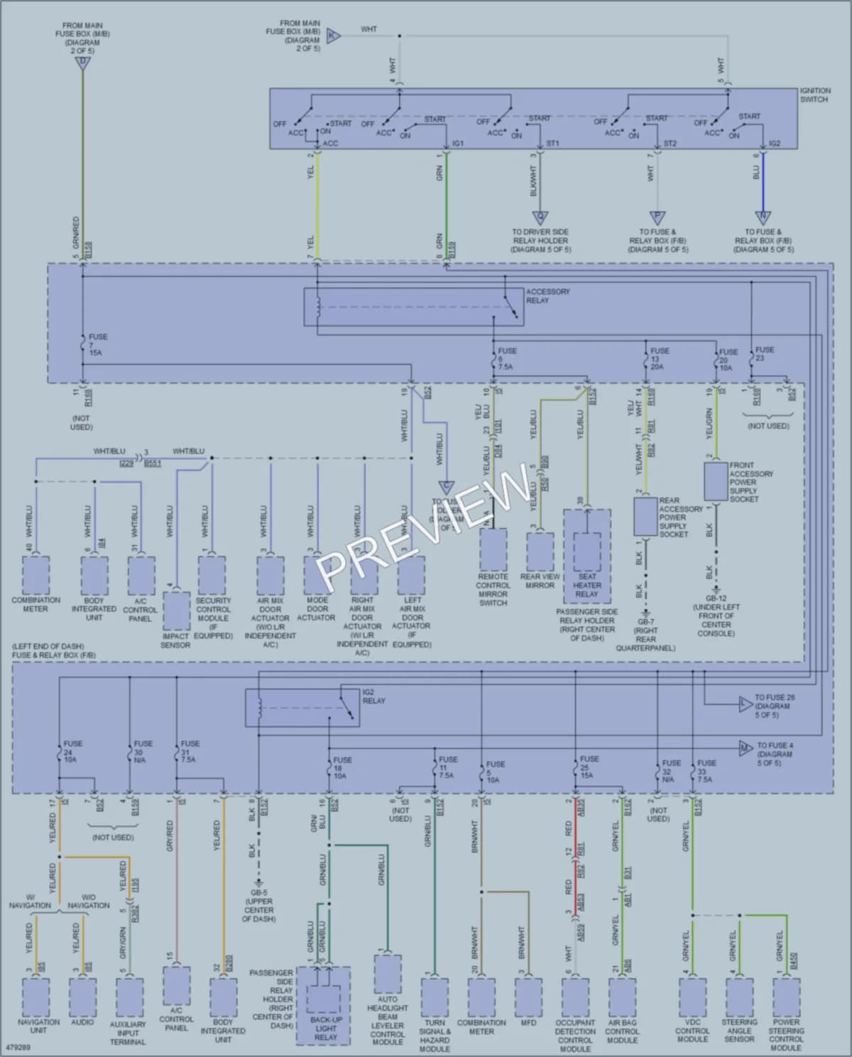 2015 Subaru XVCrosstrekHybrid Power Distribution wiring diagram preview