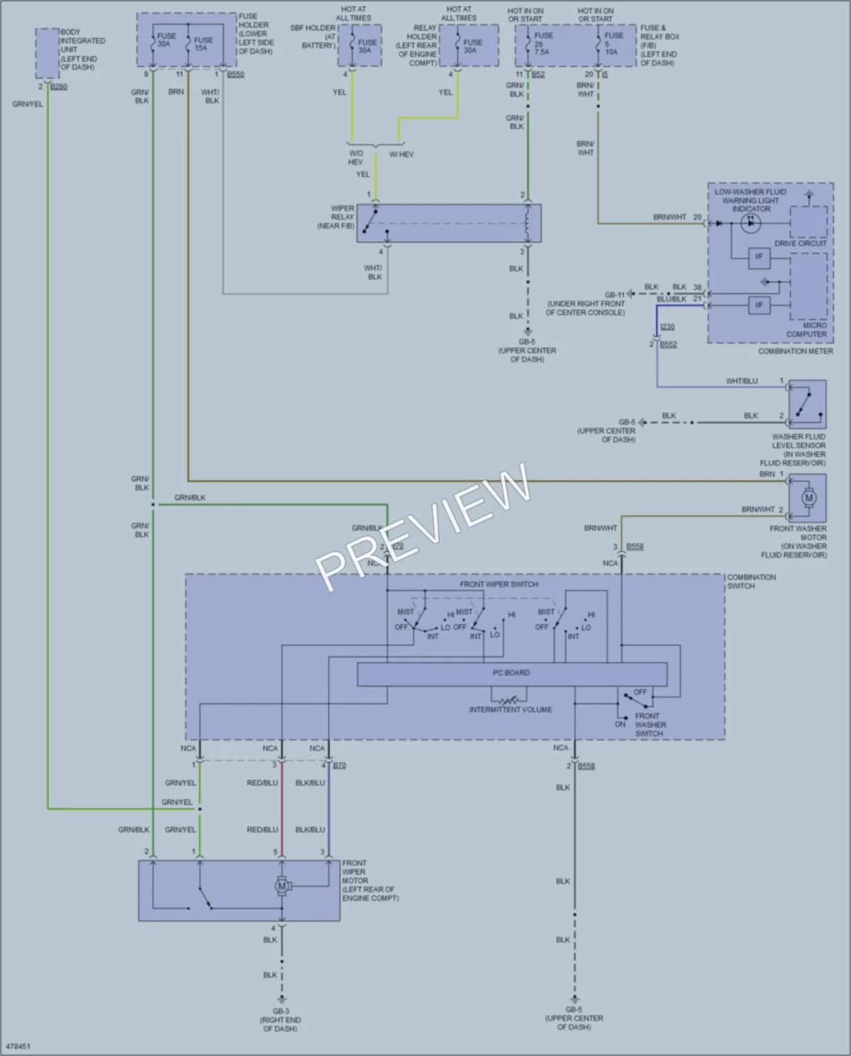 2015 Subaru XVCrosstrekHybrid Wiper Washer wiring diagram preview