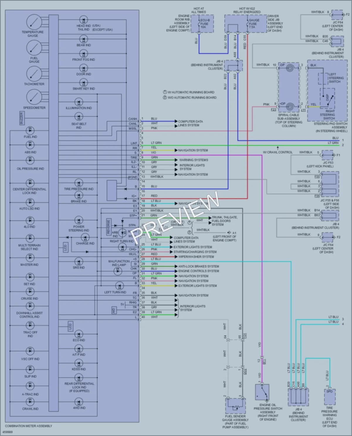 2015 Toyota 4Runner Instrument Cluster wiring diagram preview