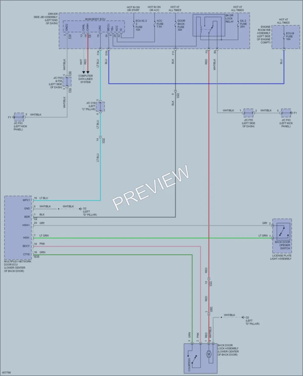 2015 Toyota 4Runner Trunk Tailgate Fuel Door wiring diagram preview