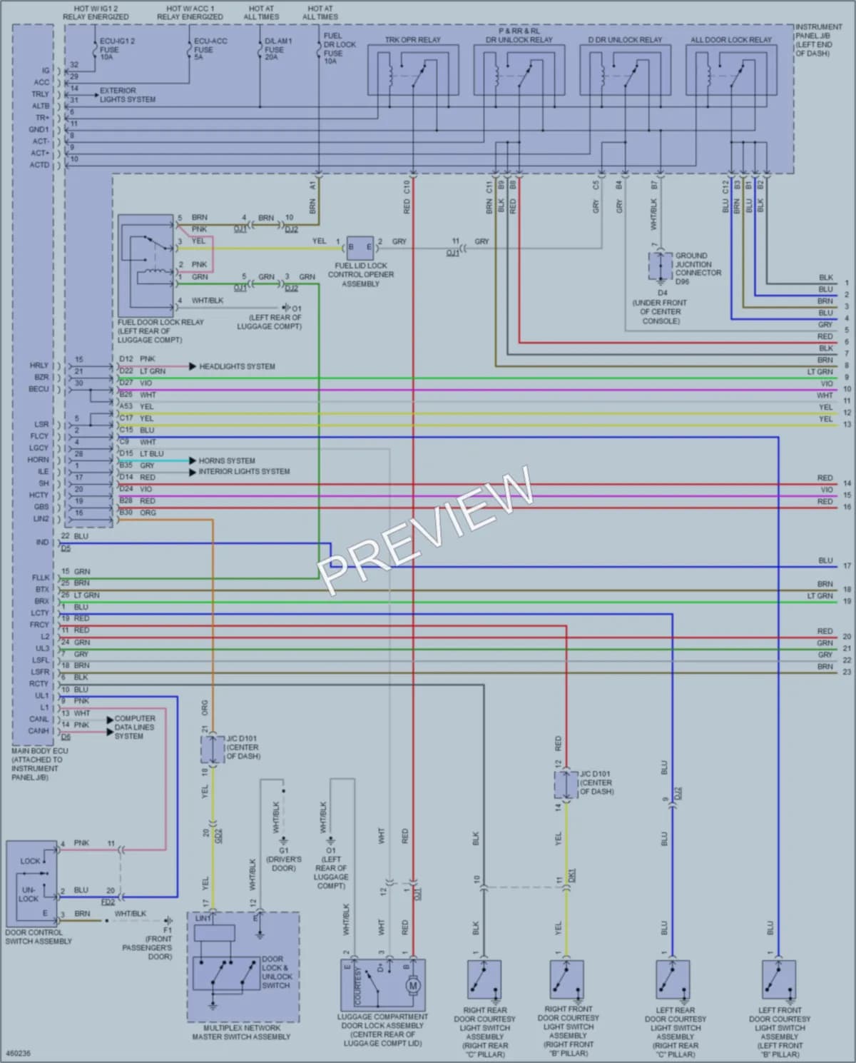 2015 Toyota Avalon Power Door Locks wiring diagram preview
