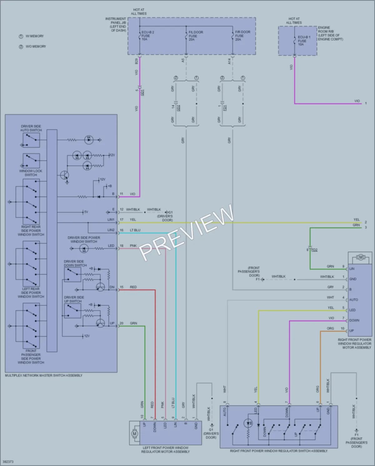 2015 Toyota Avalon Power Windows wiring diagram preview