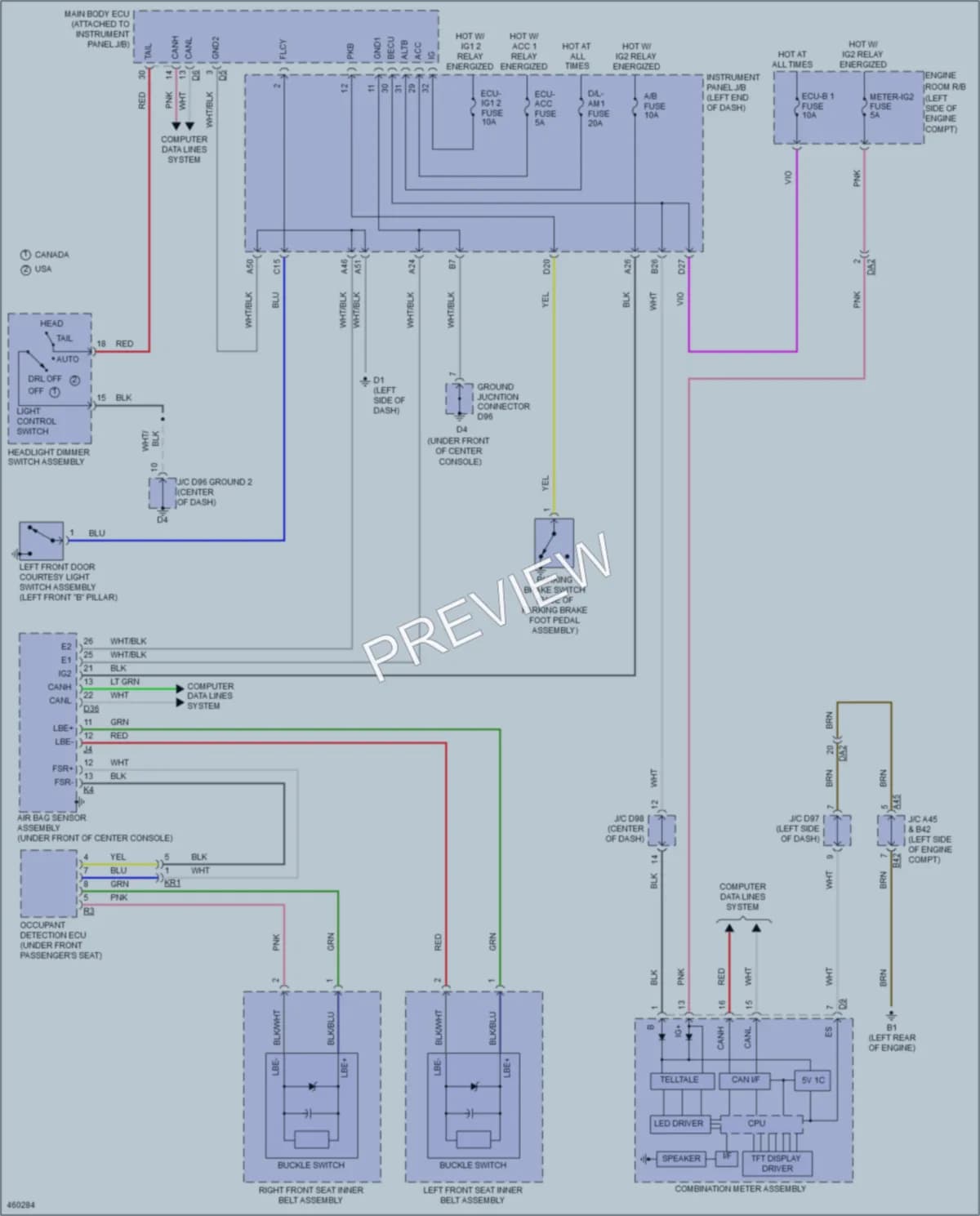 2015 Toyota Avalon Warning Systems wiring diagram preview