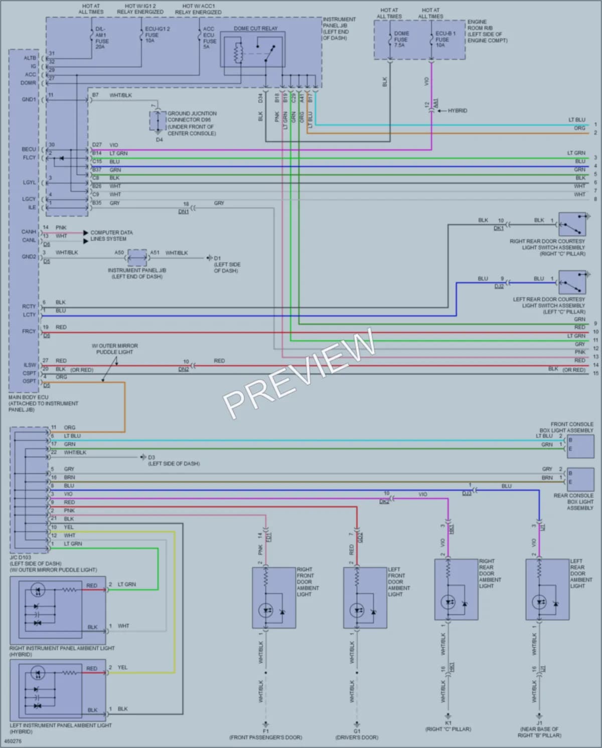 2015 Toyota AvalonHybrid Interior Lights wiring diagram preview