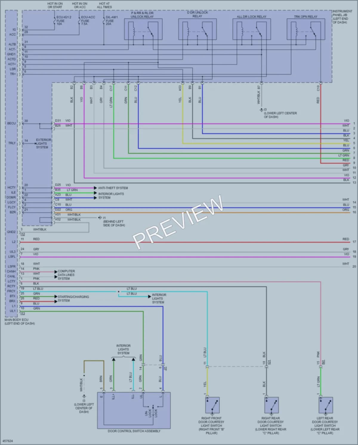 2015 Toyota Camry Power Door Locks wiring diagram preview