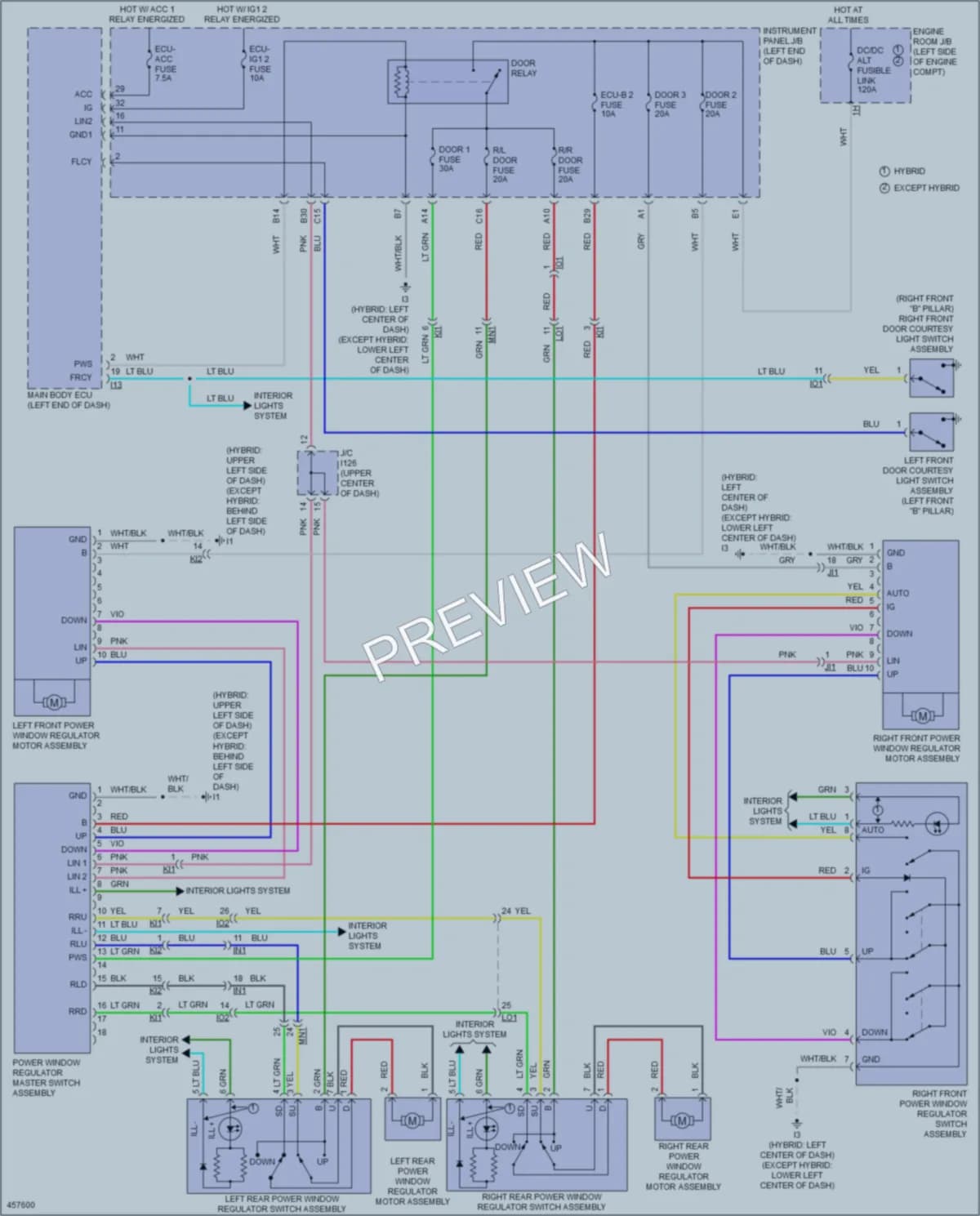 2015 Toyota Camry Power Windows wiring diagram preview