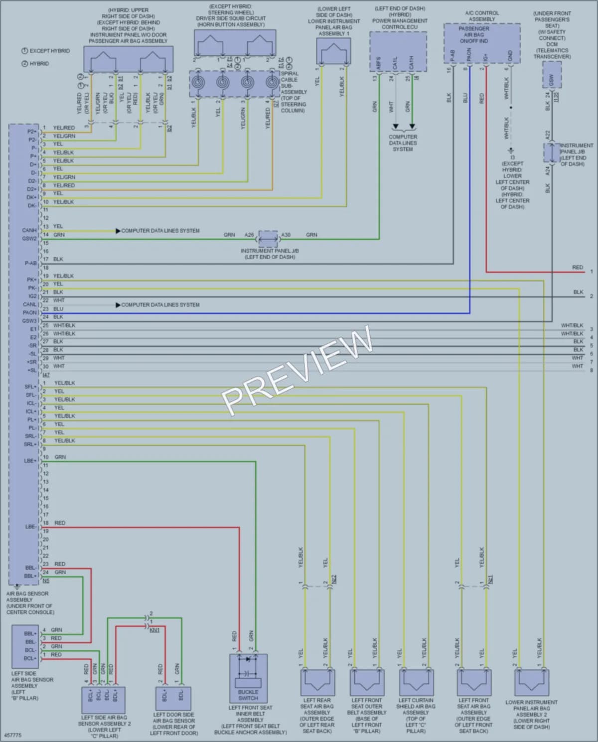 2015 Toyota Camry Supplemental Restraints wiring diagram preview