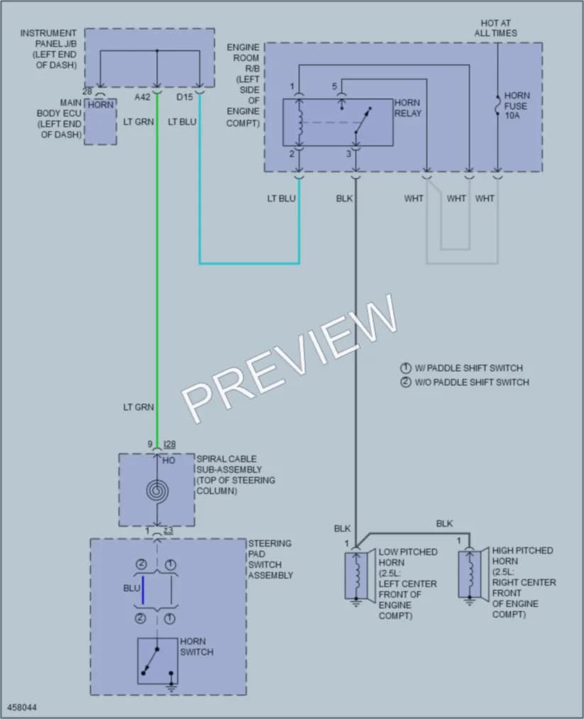 2015 Toyota CamryHybrid Horn wiring diagram preview