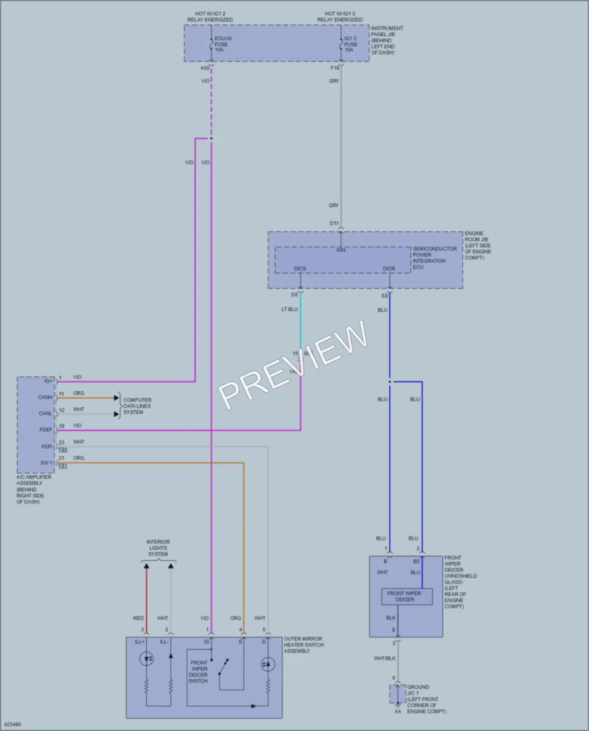 2015 Toyota Highlander Defoggers wiring diagram preview