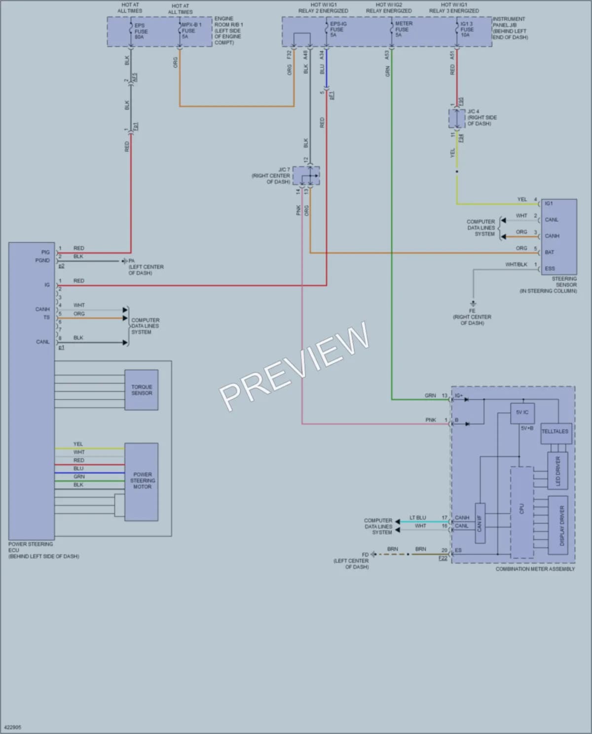 2015 Toyota Highlander Electronic Power Steering wiring diagram preview