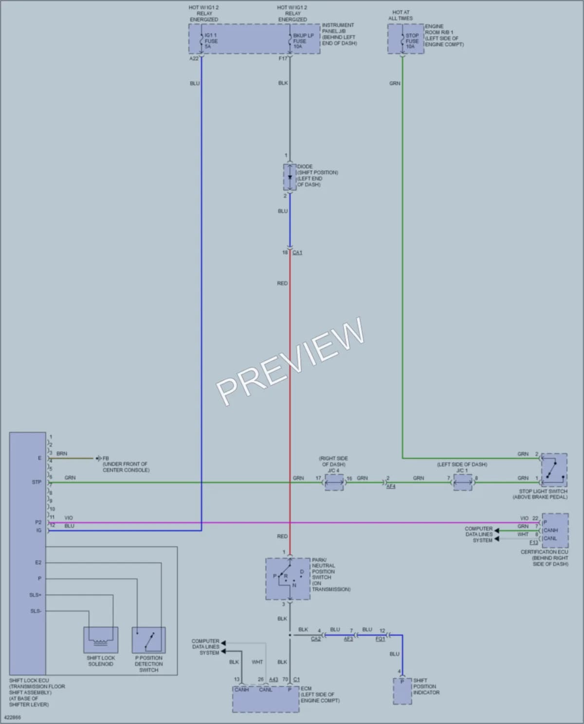 2015 Toyota Highlander Shift Interlock wiring diagram preview