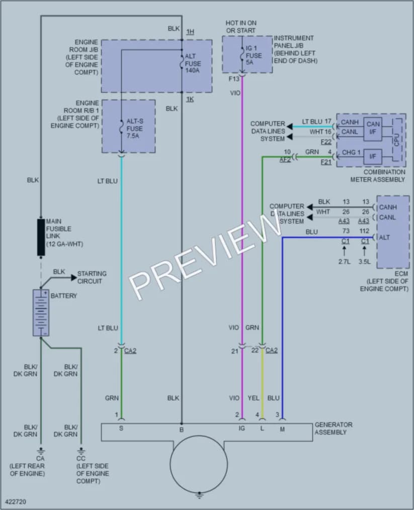 2015 Toyota Highlander Starting Charging wiring diagram preview