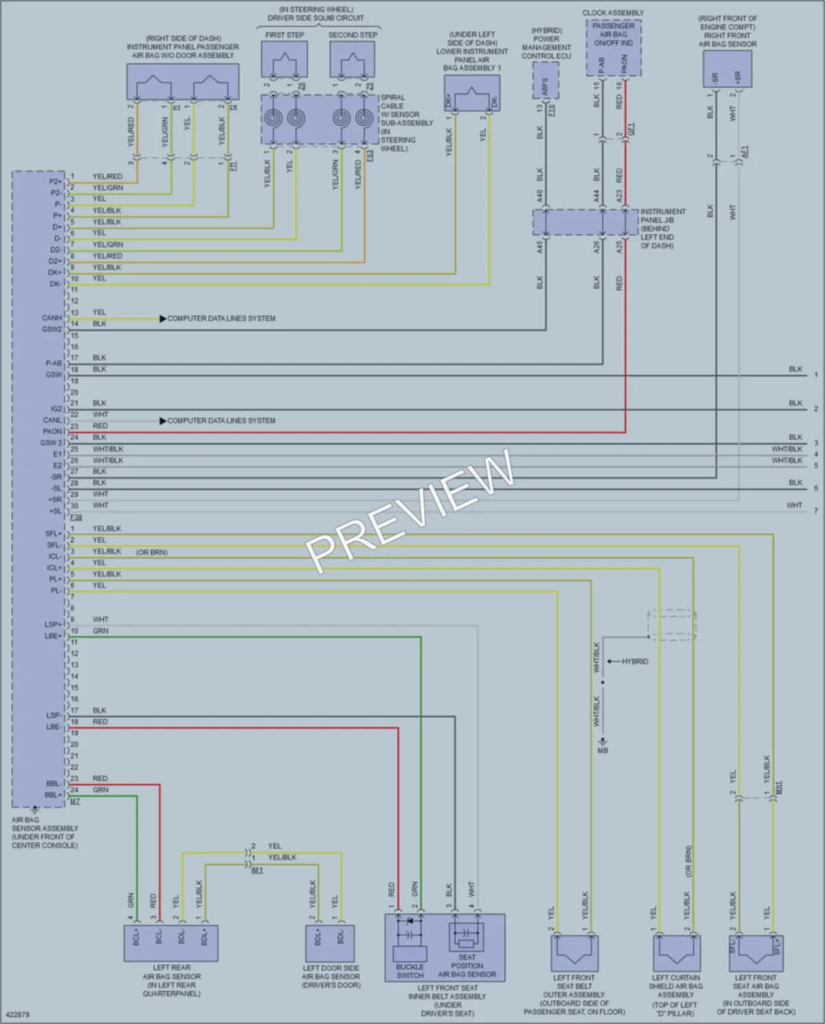 2015 Toyota Highlander Supplemental Restraints wiring diagram preview