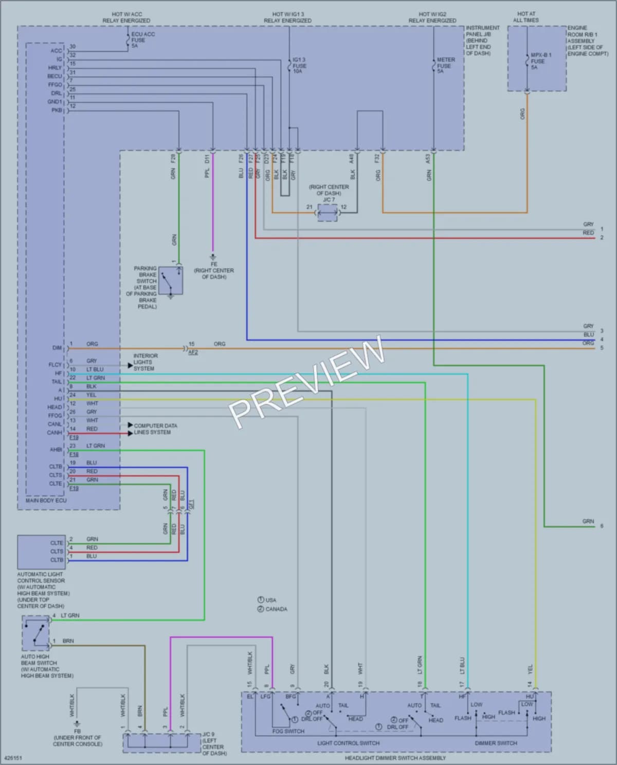 2015 Toyota HighlanderHybrid Headlights wiring diagram preview