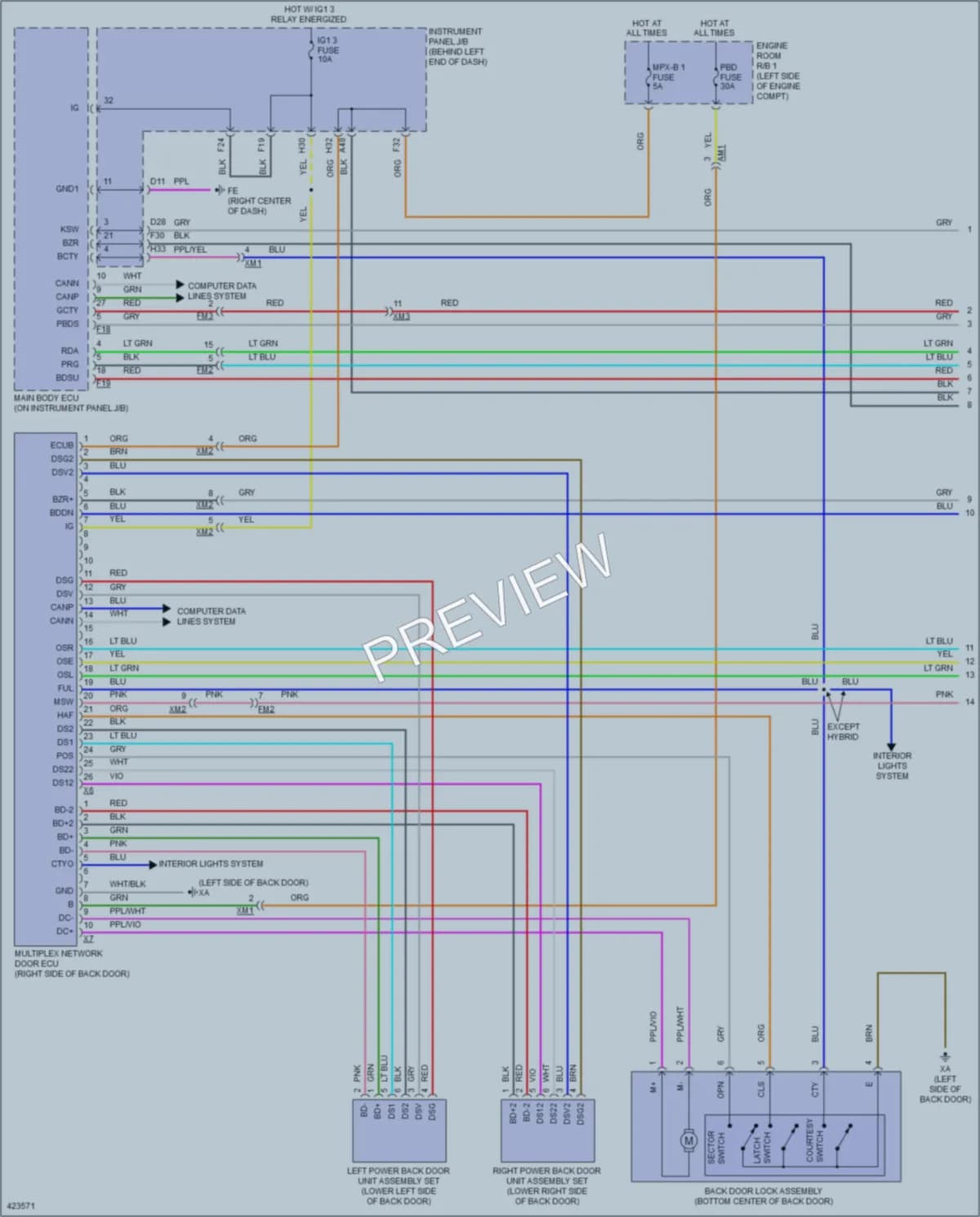 2015 Toyota HighlanderHybrid Trunk Tailgate Fuel Door wiring diagram preview