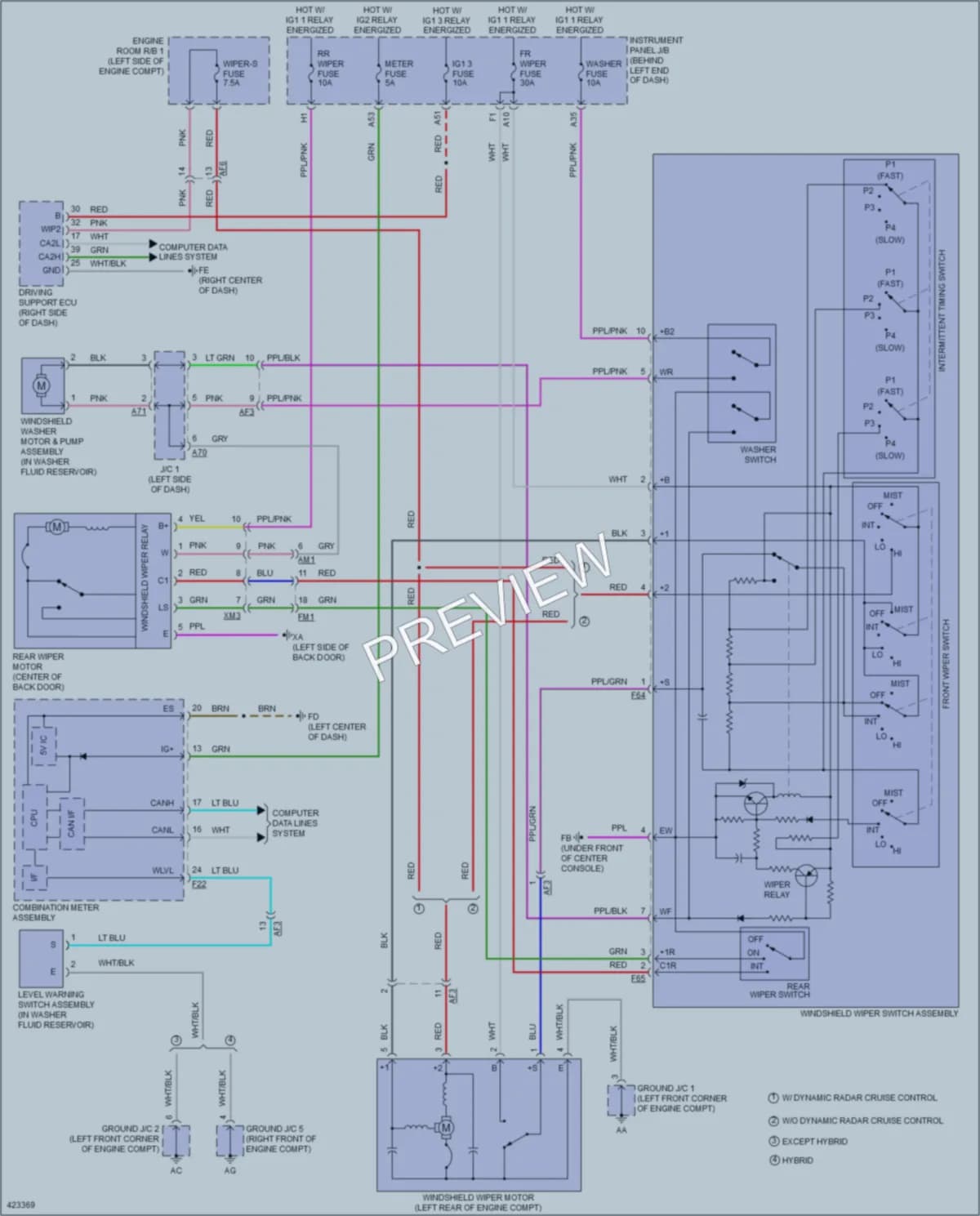 2015 Toyota HighlanderHybrid Wiper Washer wiring diagram preview