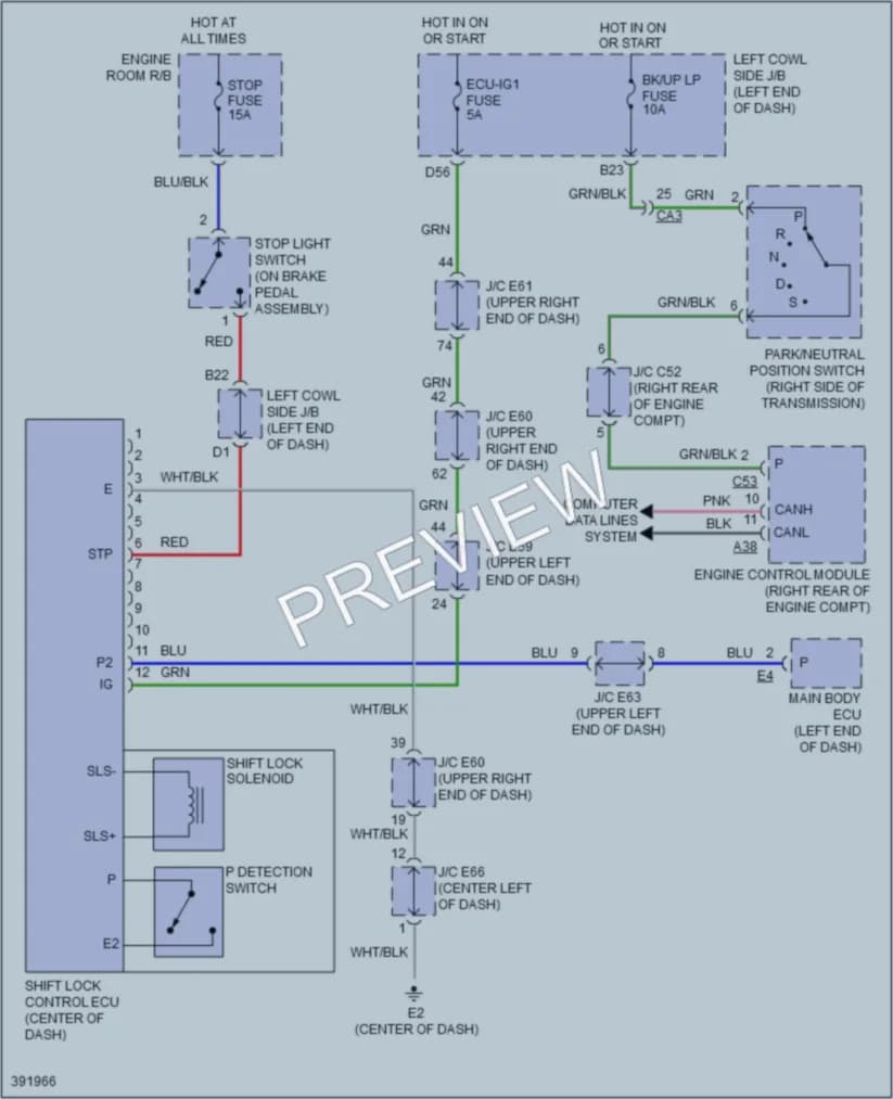 2015 Toyota LandCruiser Shift Interlock wiring diagram preview